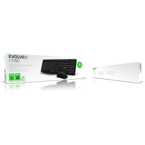EVOLVEO K1050 bezhlučný set bezdrôtovej klávesnice a myši (US) čierna - Klávesnicové sety - Obrázok KF6F000L01