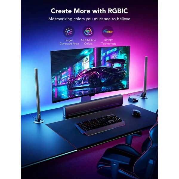 Govee Smart Gaming WiFi LED Panely + Smart Dual ovládač biely - Inteligentné osvetlenie - Obrázok KFQK000K01