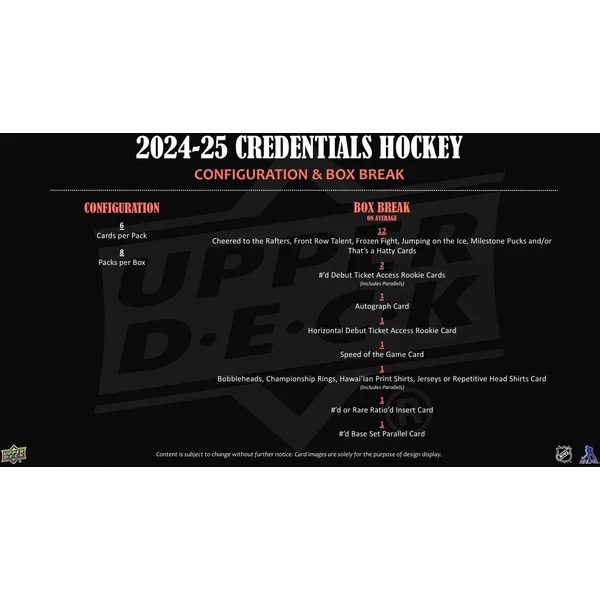Hokejové karty 2024-25 Upper Deck Credentials Hockey Hobby Balíček - Hokejové karty - Obrázok KFSE000K01