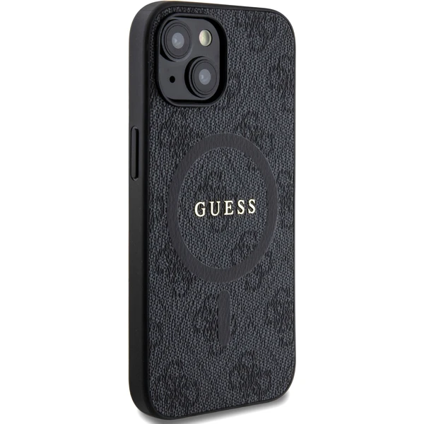 Guess PU Leather 4G Colored Ring MagSafe kryt iPhone 15 čierny - Puzdra - Obrázok KG72000N01