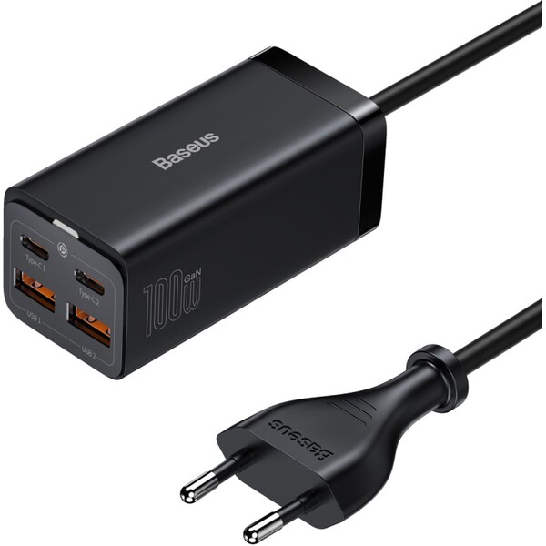 E-shop Baseus GaN3 rýchlonabíjačka 2xUSB-A, 2xUSB-C 100W čierna