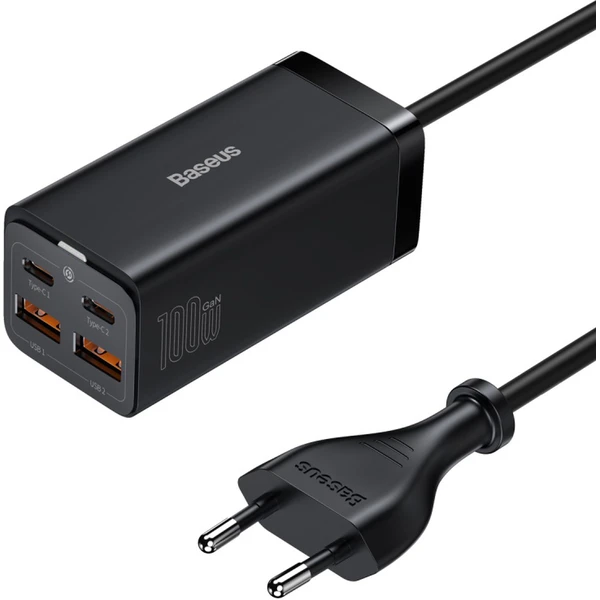Rýchlonabíjačka do siete Baseus GaN3, 2xUSB-A, 2xUSB-C 100W čierna - Nabíjačky - Obrázok KGGE000L01