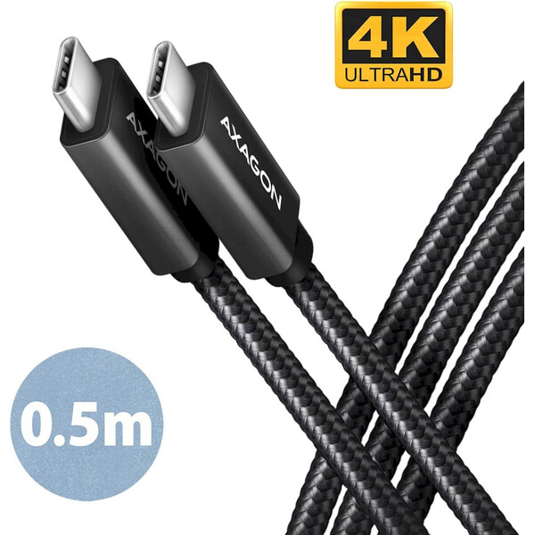E-shop AXAGON SPEED+ USB-C/USB-C napájací kábel 4K 100W 0,5m čierny