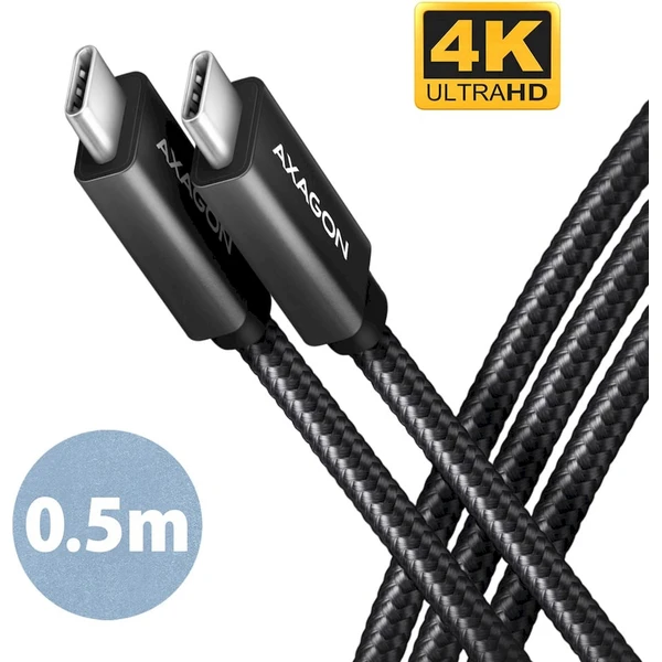 AXAGON SPEED+ USB-C/USB-C napájací kábel 4K 100W 0,5m čierny - Káble a redukcie - Hlavný obrázok