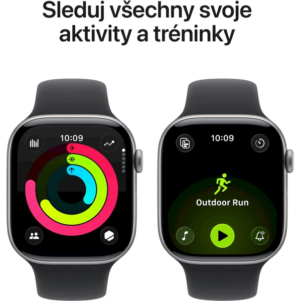 Apple Watch Series 11 Cellular (46mm) Vesmírne šedý hliník s čiernym športovým remienkom S/M - Inteligentné hodinky - Obrázok KGQH000K01
