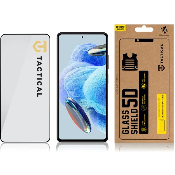 Tactical Glass Shield 5D sklo Xiaomi Redmi Note 12 Pro 5G čierne - Ochranné fólie a sklo - Obrázok KHYQ100501