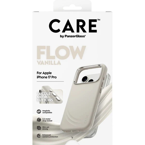 PanzerGlass® CARE Flow kryt s MagSafe Apple iPhone 17 Pro Vanilla - Puzdra - Obrázok KIDH000K01
