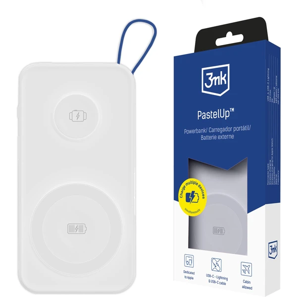 3mk PastelUp Powerbanka 10000 mAh 22.5W USB biela - Powerbanky - Hlavný obrázok