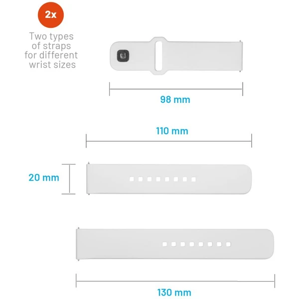 Set silikónových remienkov FIXED Silicone Sporty Strap s Quick Release 20mm pre smartwatch, biely - Remienky - Obrázok KKM2000O01