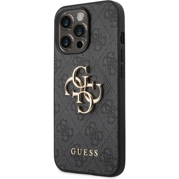 Guess PU 4G Metal Logo kryt iPhone 14 Pro sivý - Puzdra - Hlavný obrázok
