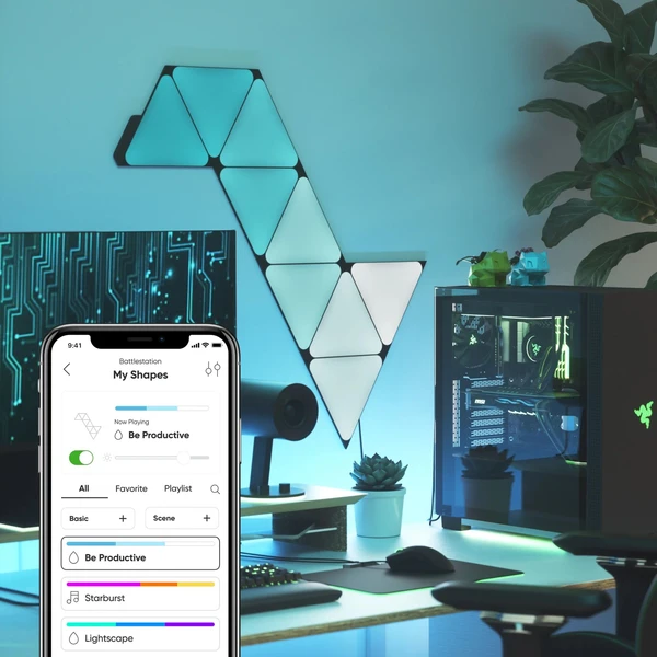 Nanoleaf Shapes Black Triangles Starter Kit inteligentné trojuholníkové osvetlenie, 9 kusov - Inteligentné osvetlenie - Obrázok KLN0000N01