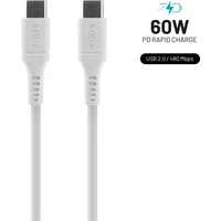 FIXED Tekutý silikónový USB-C/USB-C napájací kábel 60W 2m biely - Káble a redukcie