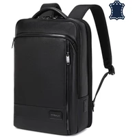 MyBalo Zante kožený mestský batoh na notebook čierny - Batohy
