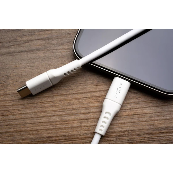 FIXED Liquid silicone USB-C/Lightning napájací kábel 60W 0,5m biely - Káble a redukcie - Obrázok KQS1000601