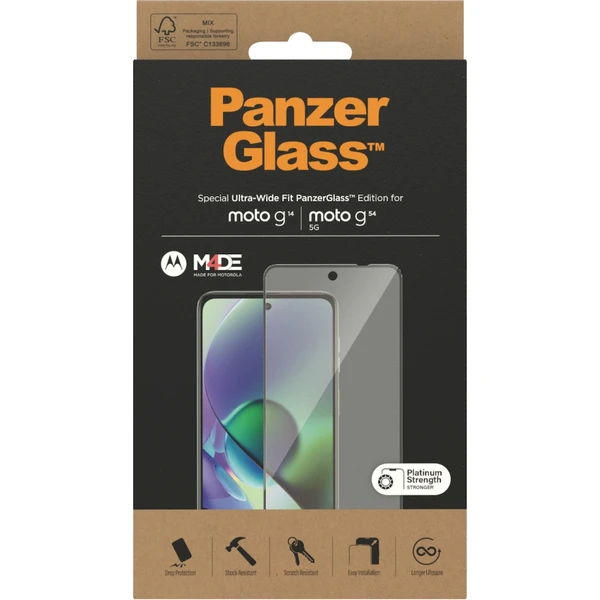 PanzerGlass Ultra-Wide Fit ochranné sklo Motorola Moto G14/G54/G54 Power - Ochranné fólie a sklo - Obrázok KR51000P01