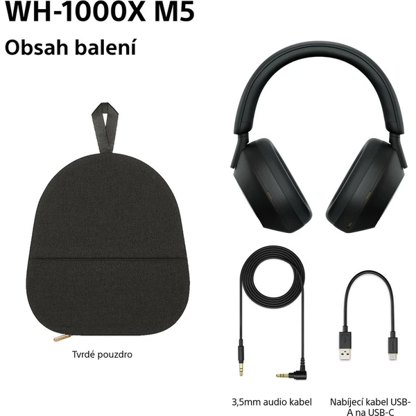 Sony WH-1000XM5 bezdrôtové slúchadlá čierna - Slúchadlá - Obrázok KT2H000K01