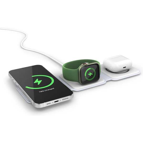 E-shop Spello 3in1 MagSafe bezdrôtová nabíjačka (15W) biela
