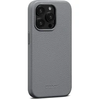 Woolnut kožený kryt pre iPhone 15 Pro sivý - Puzdra