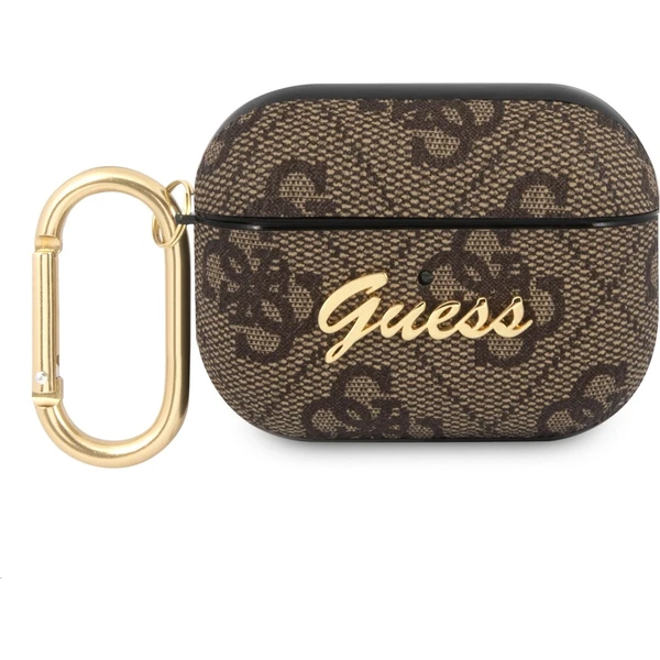 Guess 4G Script PC/PU puzdro pre Airpods Pro hnedé - Puzdra - Hlavný obrázok