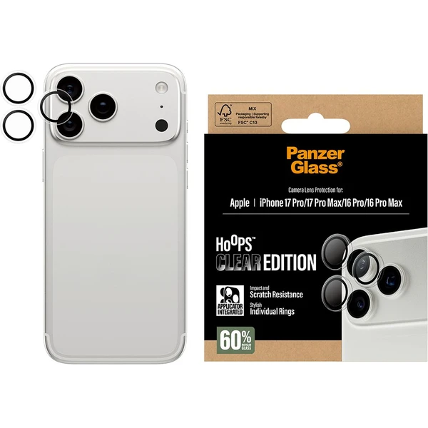 PanzerGlass® Hoops sklá Apple iPhone 17 Pro/16 Pro/15 Pro/17 Pro Max/16 Pro Max/15 Pro Max číre - Ochranné fólie a sklo - Obrázok KWEH000K01