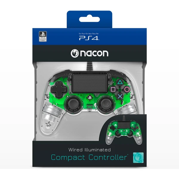 Nacon Gamepad Compact Controller Clear Green (PS4) - Herné ovládače - Obrázok KWOH100201