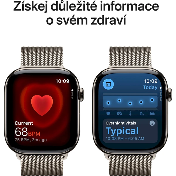 Apple Watch Series 11 Cellular (46mm) Prírodný titán s prírodným milánskym ťahom M/L - Inteligentné hodinky - Obrázok KWRH000K01