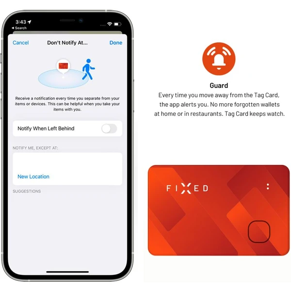 FIXED Tag Card smart lokátor s podporou Find My oranžový - Lokátory - Obrázok KZU0000P01