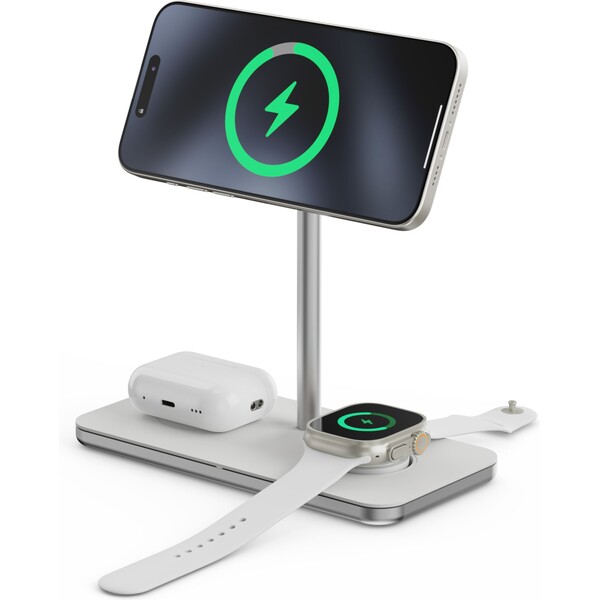 LINQ 3in1 Qi2 Wireless Charging Stand MagSafe nabíjačka strieborná/biela