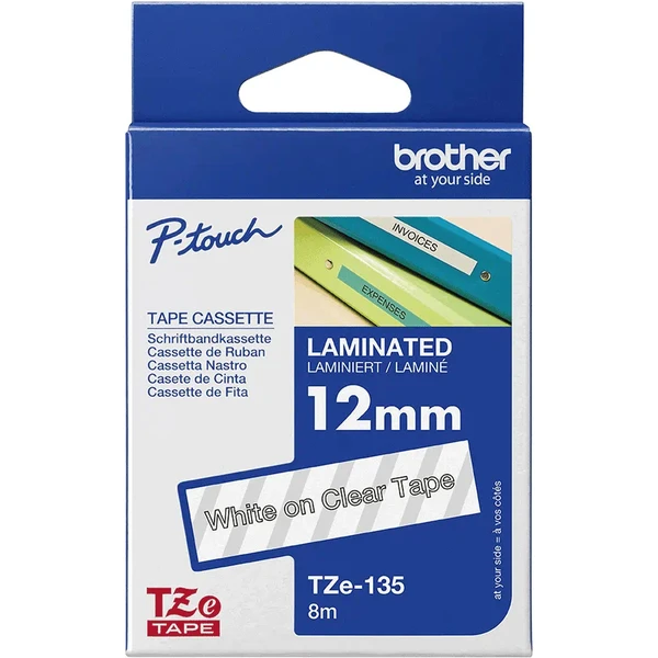 Brother TZe-135 páska biela na priehľadnom 12 mm - Pásky pre štítkovače - Obrázok L0OB000P01