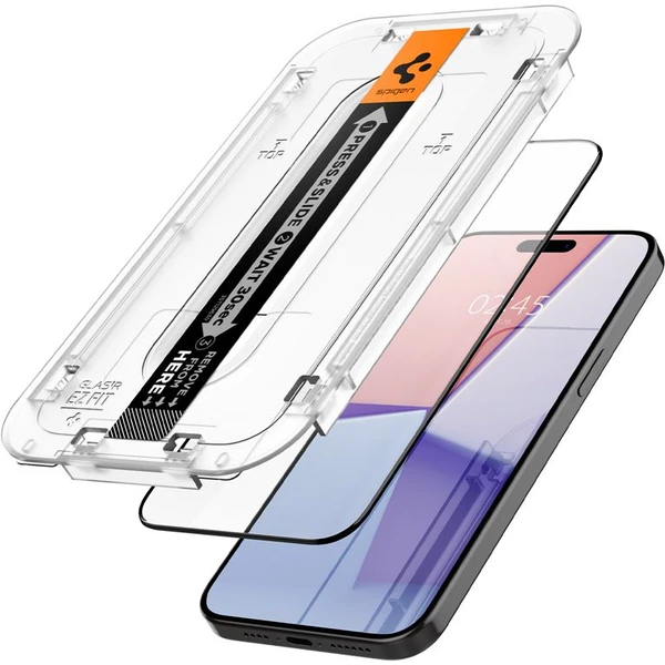 Spigen Glass tR EZ Fit HD tvrdené sklo iPhone 15 Pro čierne - Ochranné fólie a sklo - Obrázok L0W8000601