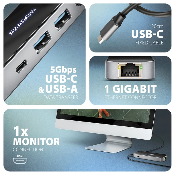AXAGON HMC-6GLN 6v1 USB-C húb - Dokovacie stanice - Obrázok L15D000N01
