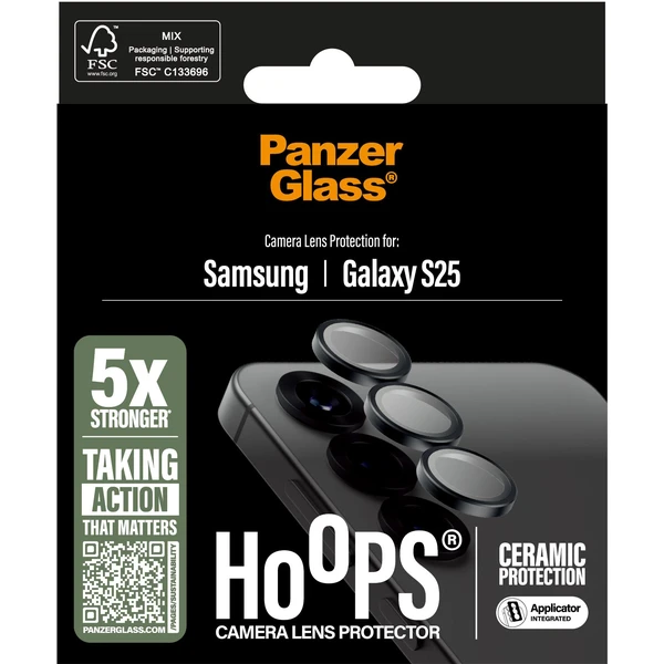 PanzerGlass® Hoops® Ceramic Samsung Galaxy S25 čierne ochranné krúžky pre šošovky fotoaparátu - Ochranné fólie a sklo - Obrázok L1FC000J01