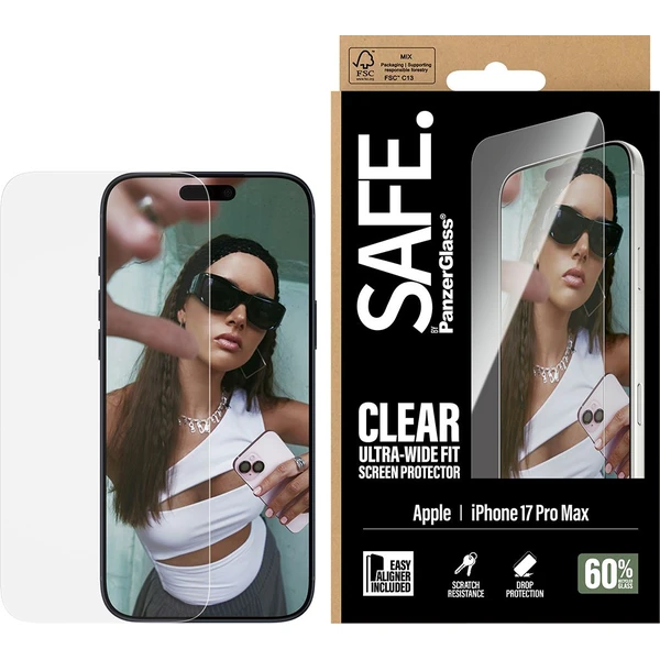 PanzerGlass® SAFE Ultra-Wide Fit sklo Apple iPhone 17 Pro Max s inštalačným rámčekom - Ochranné fólie a sklo - Hlavný obrázok