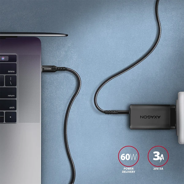 AXAGON BUCM-CM15AB USB-C/USB-C napájací kábel 60W 1,5m čierny - Káble a redukcie - Obrázok L1P0000K01