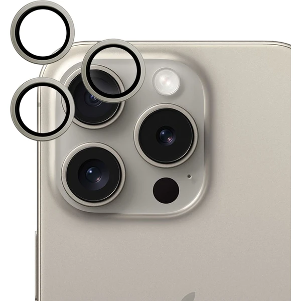 iWant ochrana šošoviek na kameru iPhone 15 Pro/15 Pro Max prírodne titánová - Ochranné fólie a sklo - Hlavný obrázok