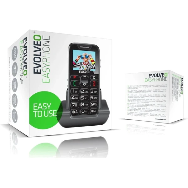 EVOLVEO EasyPhone mobilný telefón pre seniorov s nabíjacím stojanom čierny - Mobilné telefóny - Obrázok L1RF000O01