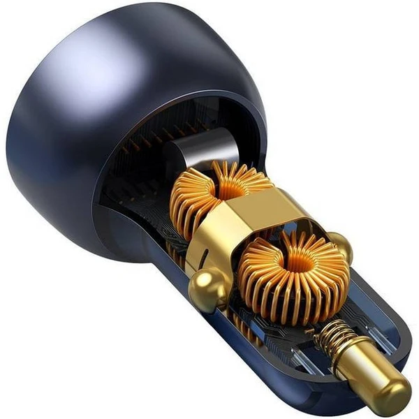 BASEUS car charger USB A + Type C s digitálnym displejom PD3.0 QC4.0 5A 65W CCKX-C0A/VCKX65C dark bl - Nabíjačky - Obrázok L1T5000N01