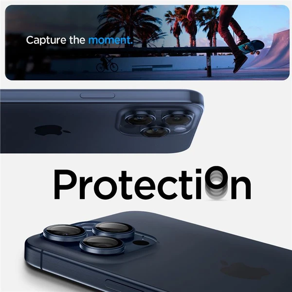 Spigen Glass tR EZ Fit Optik Pro 2 Pack sada skiel iPhone 17-15 Pro/17-15 Pro Max modrý titán - Ochranné fólie a sklo - Obrázok L276000N01