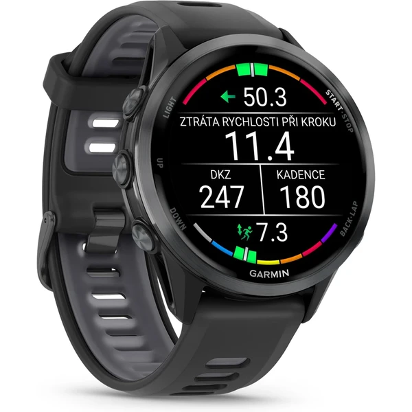 Garmin Forerunner 970 čierna/sivá titánová luneta s čiernym polopriehľadným remienkom - Inteligentné hodinky - Obrázok L2AH000L01