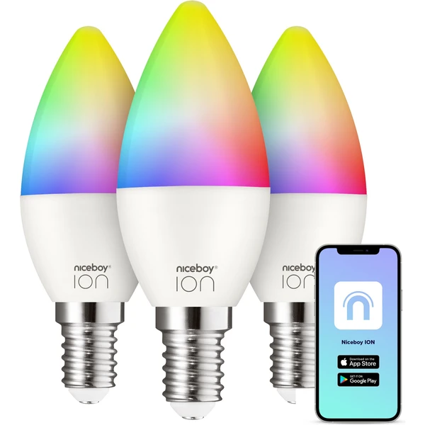Niceboy múdra žiarovka ION SmartBulb RGB E14 6W (set 3 ks) - Inteligentné osvetlenie - Hlavný obrázok