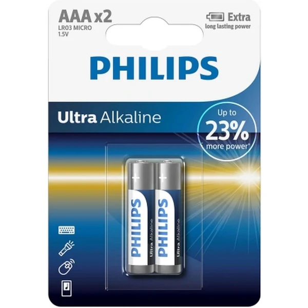 Philips LR03E2B/10 Ultra Alkaline 2x AAA batérie - Batérie - Hlavný obrázok