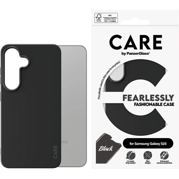 PanzerGlass® CARE kryt Samsung Galaxy S25 Fearlessly čierny - Puzdra - Obrázok L2FC000J01
