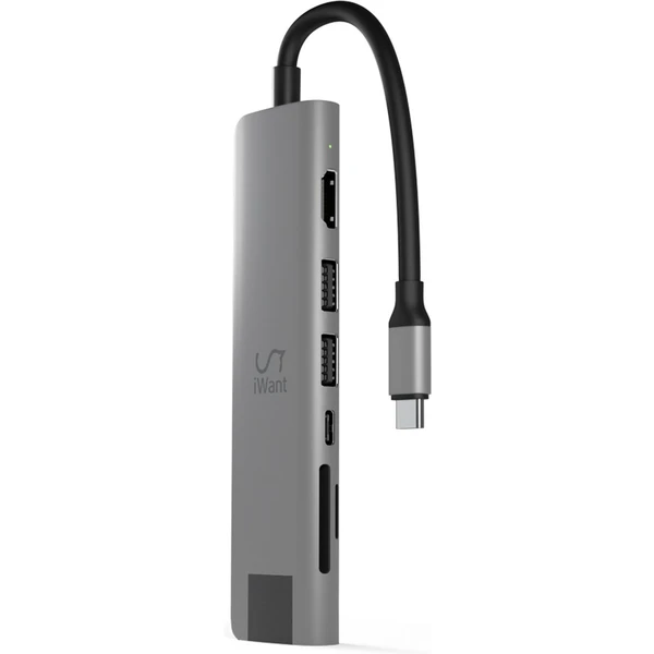 iWant Type-C Hub 7v1 Multimedia vesmírne šedý - USB huby - Hlavný obrázok