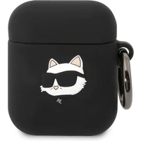 Karl Lagerfeld 3D Logo NFT Choupette Head Silikónové Puzdro pre Airpods 1/2 Black - Puzdra