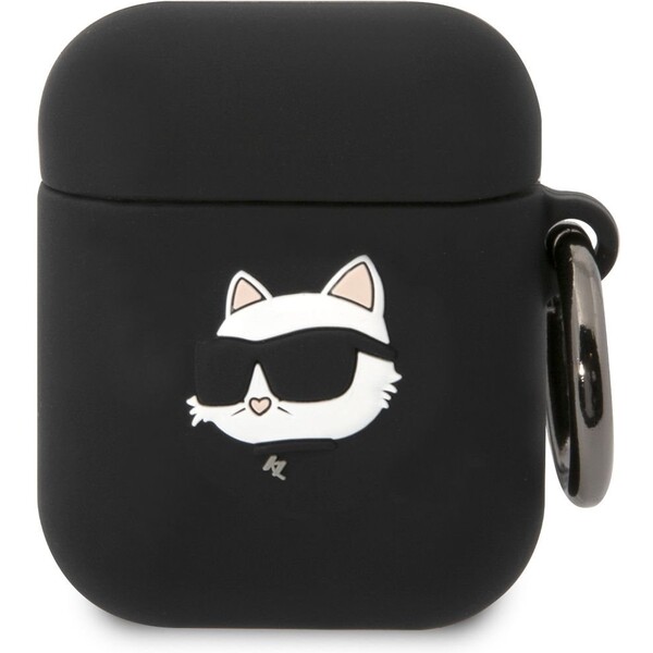 E-shop Karl Lagerfeld 3D Logo NFT Choupette Head Silikónové puzdro Airpods 1/2 čierne