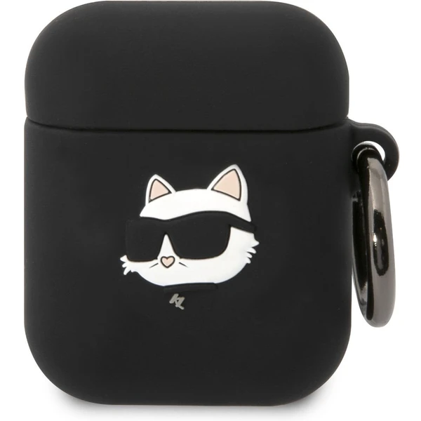 Karl Lagerfeld 3D Logo NFT Choupette Head Silikónové puzdro Airpods 1/2 čierne - Puzdra - Hlavný obrázok