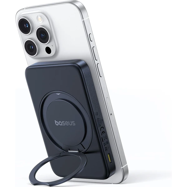 Powerbanka Baseus PicoGo Qi2 s otočným stojanom a bezdrôtovým nabíjaním 5000mAh 20W USB-C čierna - Powerbanky - Obrázok L3AE000N01