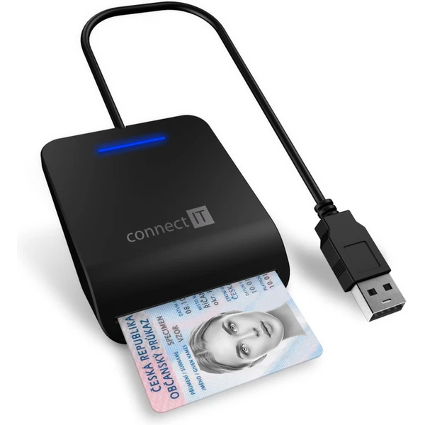 CONNECT IT USB čítačka eObčianok a čipových kariet čierna - Čítačky čipových kariet - Hlavný obrázok