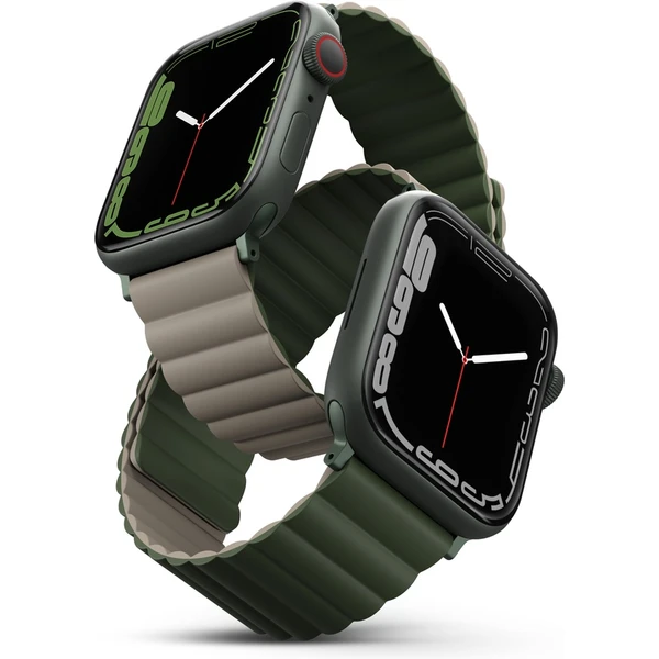 UNIQ Revix obojstranný remienok pre Apple Watch 49/46/45/44/42mm Pine (zelený/šedý) - Remienky - Hlavný obrázok