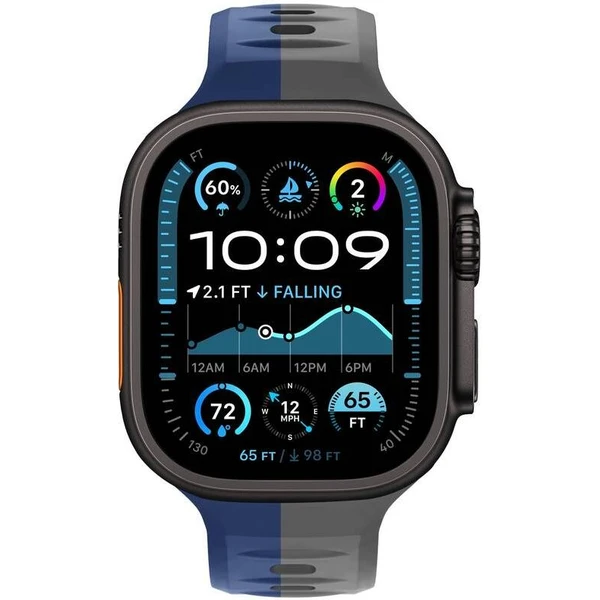 CubeNest Premium Silicon Band remienok Apple Watch 42-49 mm sivý/tmavo modrý - Remienky - Obrázok L4UD000O01